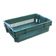 26L Plastic Crate Stack & Nest Vented Container - Green