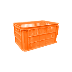 66L Plastic Crate Lug Box Vented - Orange