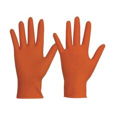 Disposable Nitrile Powder Free, Heavy Duty Gloves - Orange