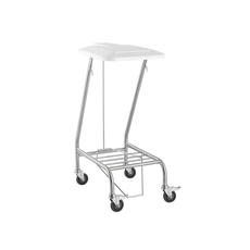 Single Stainless Steel Linen Cart Trolley Skip with Foot Operated Lid