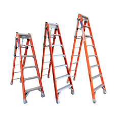 Indalex 6 - 8 Steps 150kg Rated Durable Heavy Duty Industrial Step Extension Fibreglass Ladder