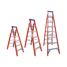 Indalex 6 - 8 Steps 150kg Rated Durable Heavy Duty Industrial Dual Purpose "Up n Up" Fibreglass Ladder