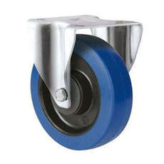 250kg Rated Blue Rubber Castor - 125mm - Fixed