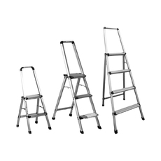 Indalex 2 - 4 Steps 100kg Rated Light Duty Single Sided Step Aluminium Ladder with Handrails