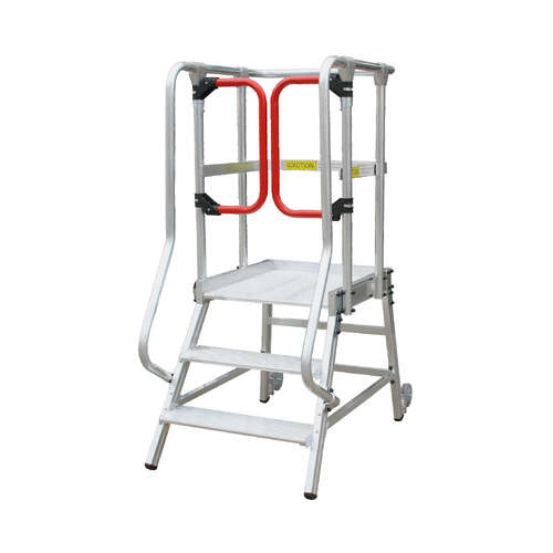 Monstar Pro 3 Steps Aluminium Rolling Platform - Order Picker Ladder - 150kg Rated