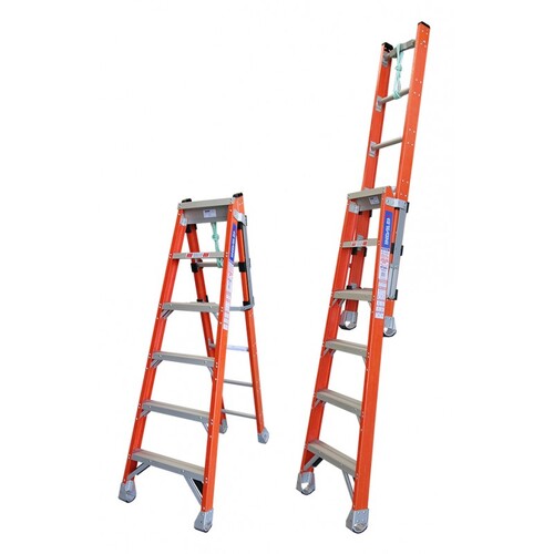 Indalex 6 Steps 150kg Rated Durable Heavy Duty Industrial Step Extension Fibreglass Ladder