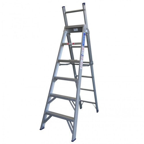 Indalex 6 Steps 150kg Rated Durable Heavy Duty Industrial 5 Way Combination Aluminium Ladder