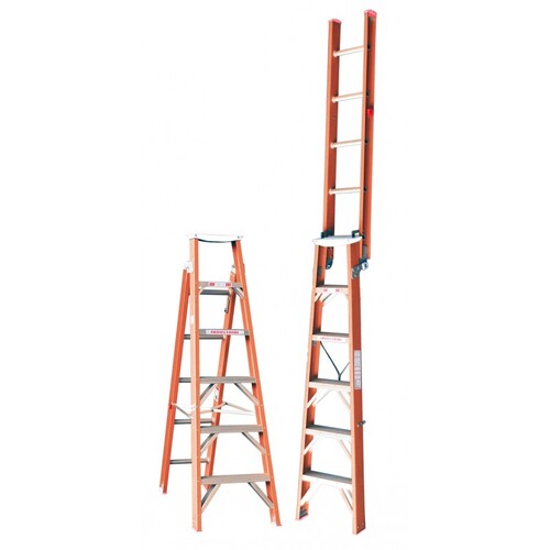 Indalex 6 Steps 135kg Rated  Industrial Fibreglass Dual Purpose "Up and Up" Step Ladder